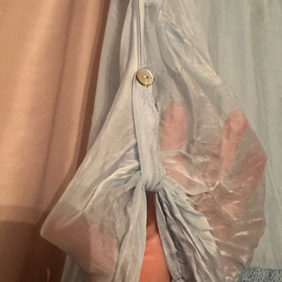 Le marais Paris silk blend tunic top blouse L large sky blue - Picture 7 of 14